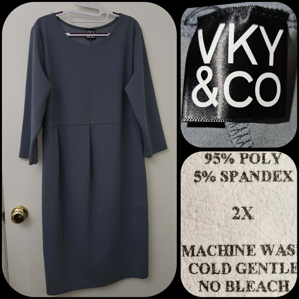 SIZE 2X VKY & CO dress grey long sleeves